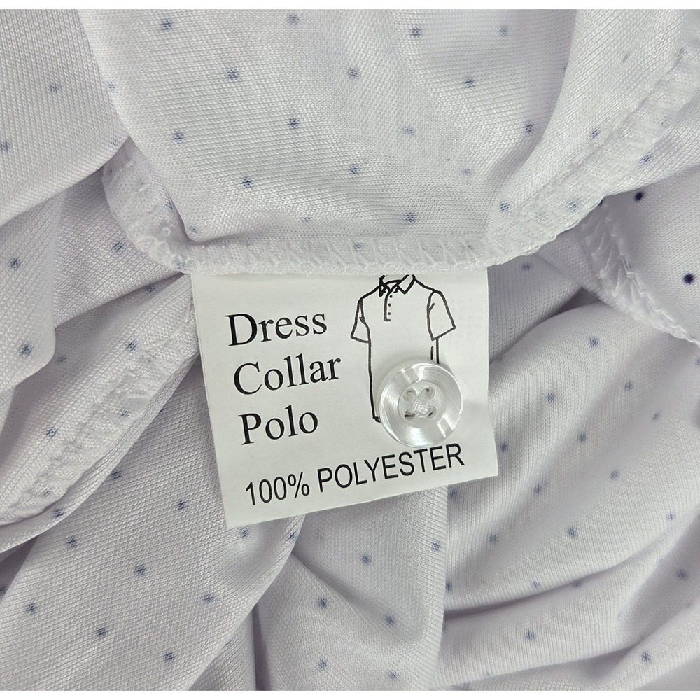 NWT Collars and Co Semi-Spread Collar Polo White Navy Polka Dot Small - Picture 7 of 8